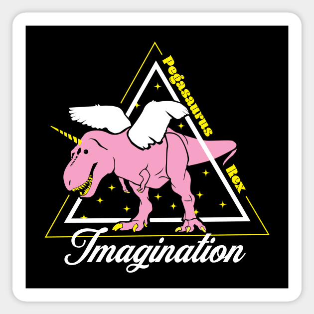 T-Rex Dinosaur with wings and Horn, Pegasaurus Rex Sticker by King of Nothing Co.